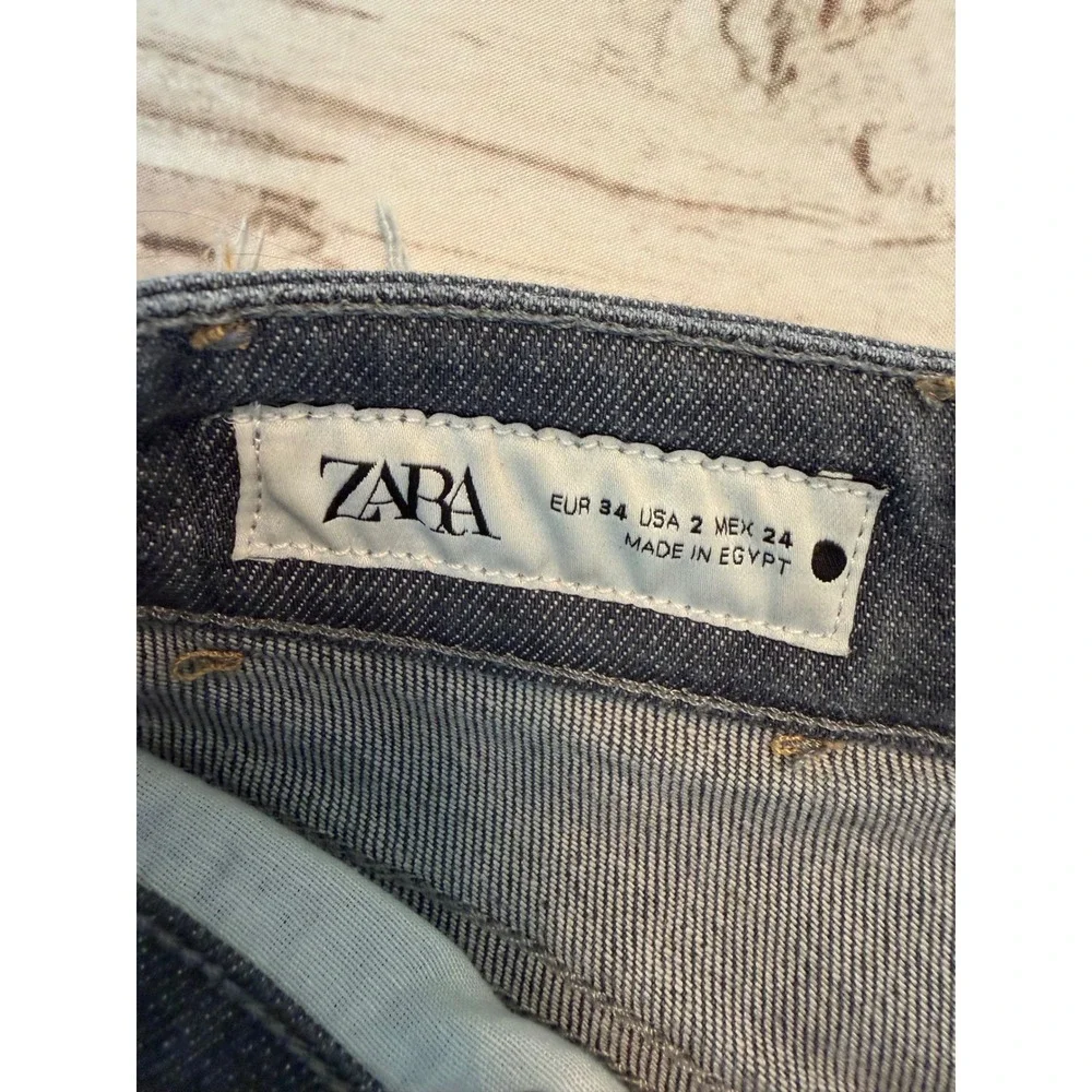 Zara Womens Gray High Rise Cropped Straight Leg Raw Hem Jeans Size 2 EUR 34